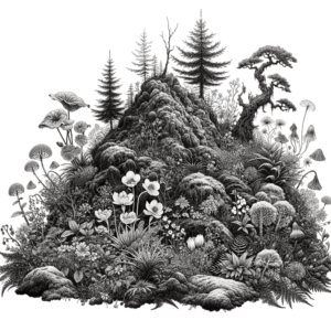 Botanical Mountain With Detailed Plant Life