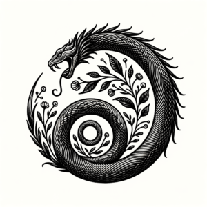 Botanical Ouroboros With Plant Motifs
