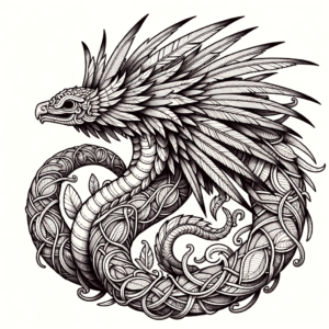 Botanical Quetzalcoatl Surrounded By Vines