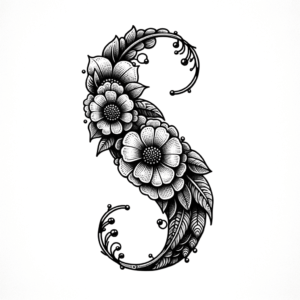 Botanical Semicolon With Flowers And Vines