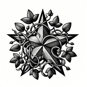 Botanical Star With Intertwining Vines And Leaves