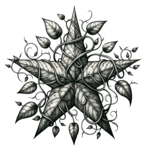 Botanical Star With Intertwining Vines And Leaves