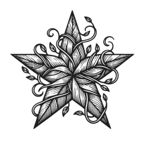 Botanical Star With Intertwining Vines And Leaves