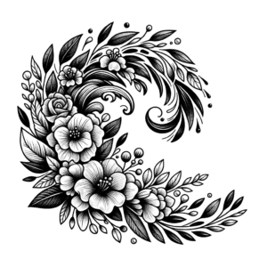 Botanical Wave With Floral Elements