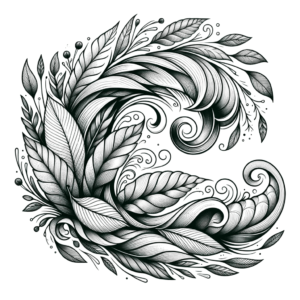 Botanical Wave With Leaf Accents