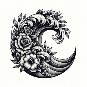 Botanical Wave With Plant Motifs