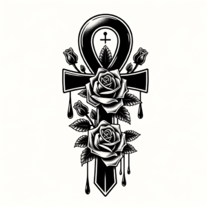 Chicano Ankh With Roses