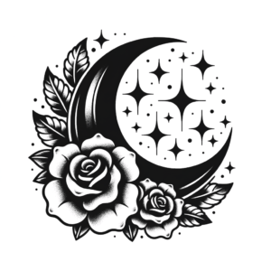 Chicano Crescent Moon With Roses