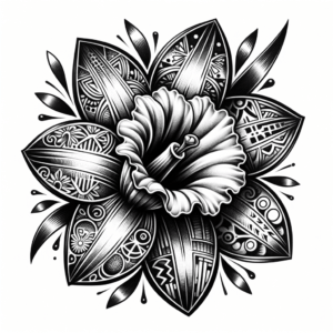 Chicano Daffodil With Rich Cultural Motifs