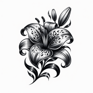 Chicano Lily With Detailed Black And Grey Shading