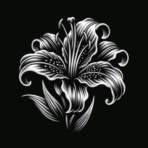 Chicano Lily With Detailed Black And Grey Work