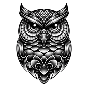 Chicano Owl With Detailed, Black And Grey Shading