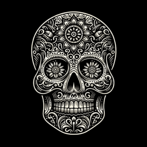 Chicano Skull With Cultural Designs