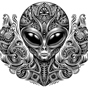 Chicano-Style Alien With Elaborate Designs
