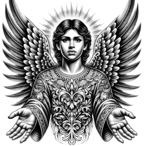 Chicano Style Angel With Intricate Patterns