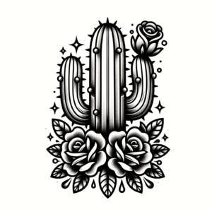 Chicano Style Cactus With Roses