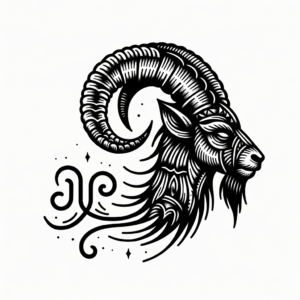 Chicano Style Capricorn Symbol With Intricate Details