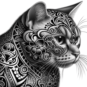 Chicano Style Cat With Intricate Tattoos