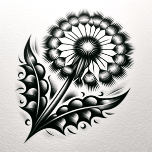 Chicano-Style Dandelion With Detailed Shading