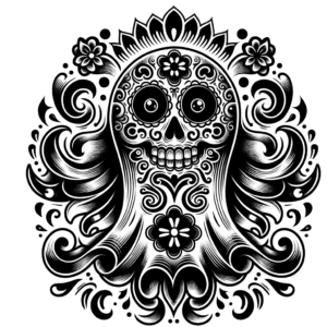 Chicano Style Ghost With Elaborate Decorations