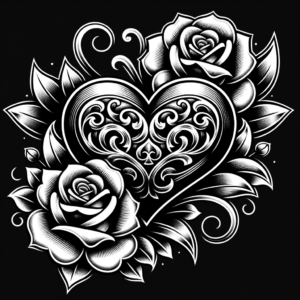Chicano-Style Heart With Roses
