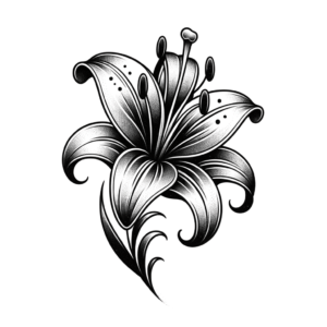 Chicano-Style Lily With Black And Grey Shading