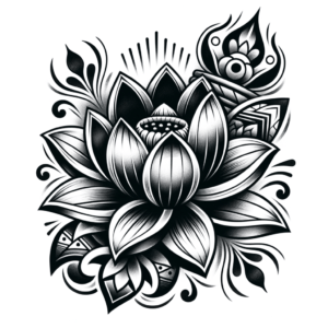 Chicano-Style Lotus Flower With Cultural Motifs