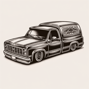 Chicano-Style Lowrider Truck In Watercolor