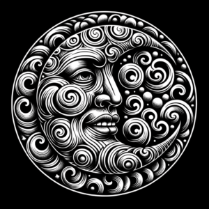 Chicano Style Moon With Intricate Patterns