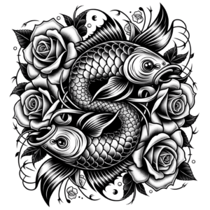 Chicano Style Pisces Fish With Roses