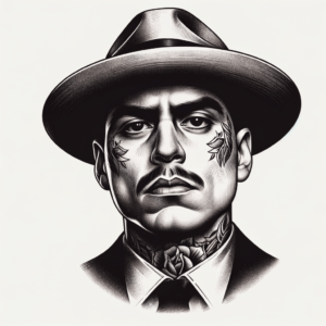 Chicano-Style Portrait Of A Gangster In Realism Style