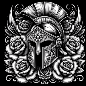 Chicano Style Spartan Helmet With Roses