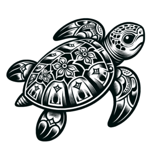 Chicano Style Turtle With Bold Lines And Shading