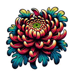 Chrysanthemum In Anime Style With Bold Colors