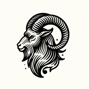 Classic Americana Capricorn Goat With Bold Lines