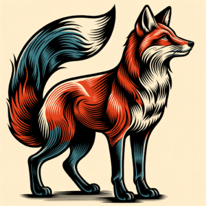 Classic Americana Fox With Bold Lines And Traditional Colors
