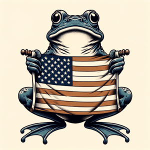 Classic Americana Frog With A Banner