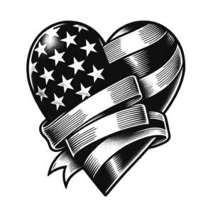 Classic Americana Heart With A Flag