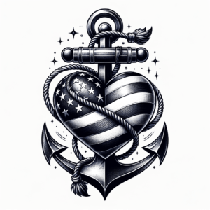 Classic Americana Heart With An Anchor