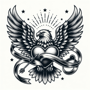 Classic Americana Heart With An Eagle