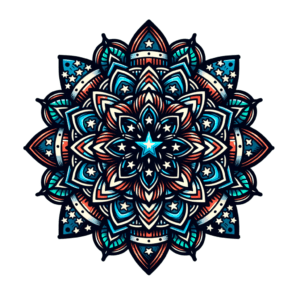 Classic Americana Mandala With Bold Outlines And Bright Colors