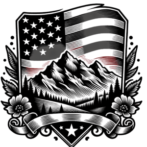 Classic Americana Mountain With Bold, Patriotic Colors