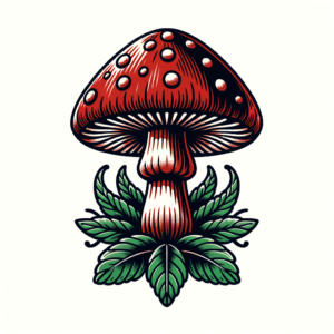 Classic Americana Mushroom With Bold Lines And Colors