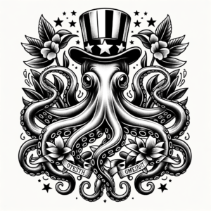 Classic Americana Octopus With Traditional Tattoo Elements