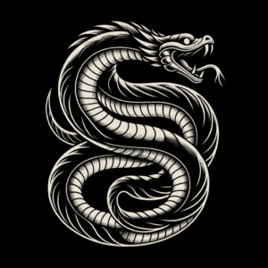 Classic Americana Ouroboros With Bold Lines And Shading