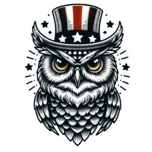 Classic Americana Owl With A Vintage Look And Bold Colors