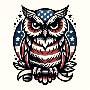 Classic Americana Owl With Bold, Vintage Colors