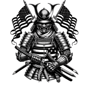 Classic Americana Samurai With Flags