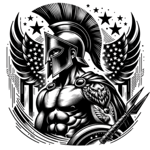 Classic Americana Spartan Warrior With Bold Lines