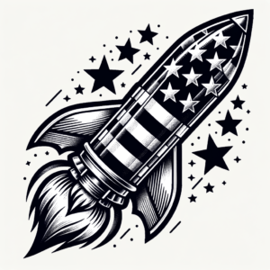 Classic Americana Star And Stripes Rocket
